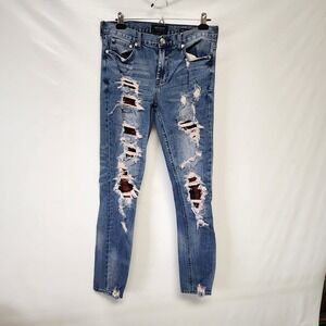 Pacsun Jeans Mens 30x32 Skinny Comfort Stretch Distressed Light Blue Patch Pants